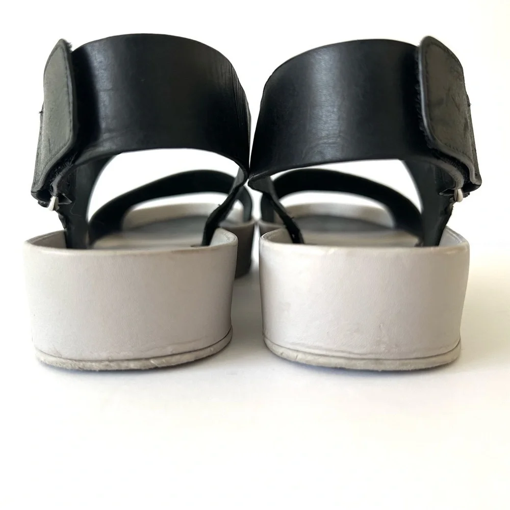 VINCE Marett Sandal Minimalist Platform Shoe Black Gray Leather Size EU 38 US 8